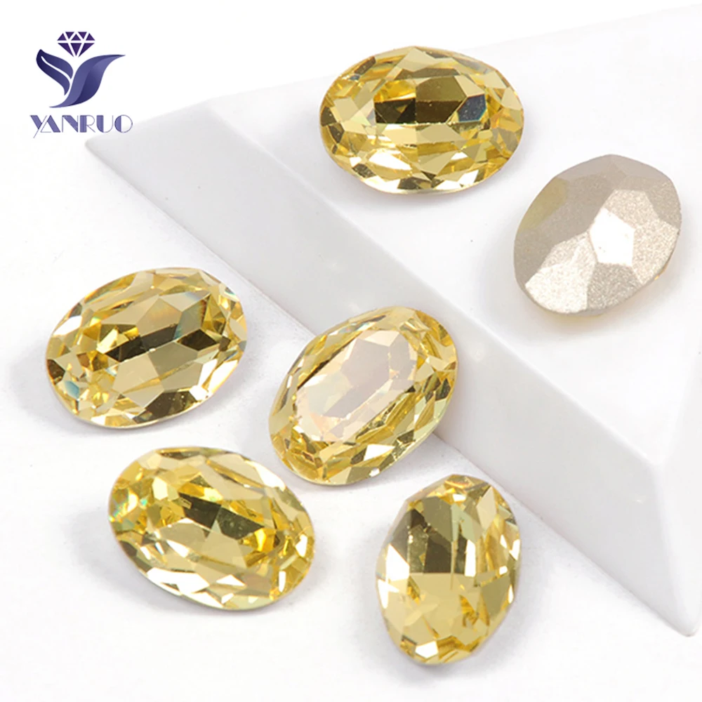 

YANRUO 4120 Oval Jonquil Sewn Rhinestone Sewing Stones With Claws Frame Sliver Rhinestones Crystals For Needlework