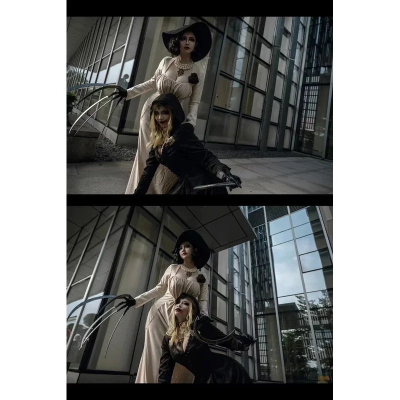 В наличии Moth Lady Evil Косплей Fantasia Village Vampire Dimitrescu Костюм Женское Черное Платье