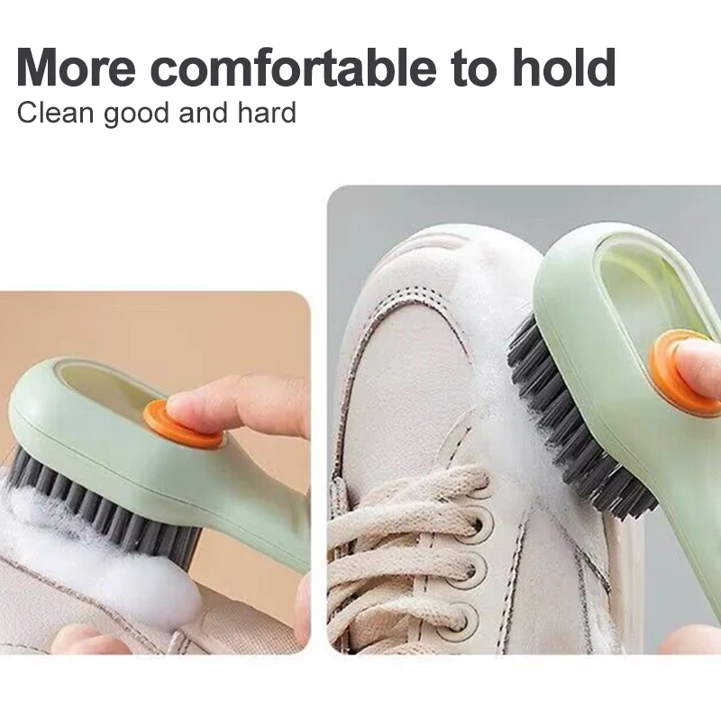 

New Multifunctional Cleaning Brush Press Out Liquid Soft Fur Shoe Brush Long-handle Clothes Brush Household Cleaning Tool כלים