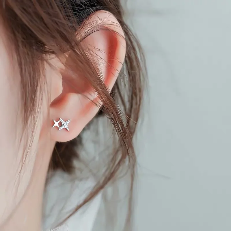 925 серебряные иглы для пирсинга козелка спиральные серьги-гвоздики женщин 2 шт.