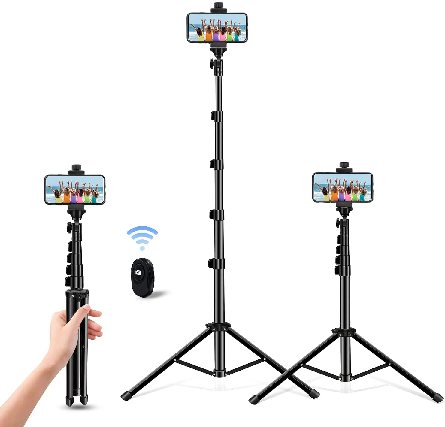 

Selfie Stick Tripod, 60 inch Extendable Tripod Stand Phone Tripod Camera Tripod Wireless Remote Shutter Compatible with iPhone