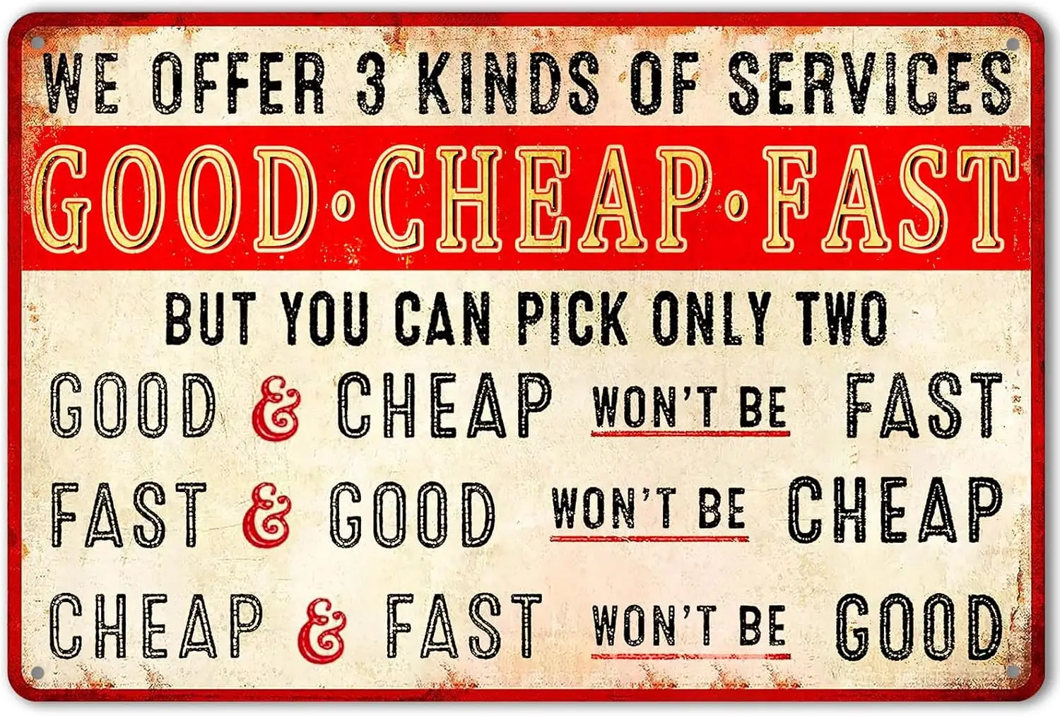 Work Shop Metl Sgn Funny Grge Tn Sgns Tre Good Chep Fst Retro Office We Offer 3 Knds Of Servce Humorou