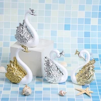2pcs romantic crown swan cake topper flamingo cake dessert baking decor ornament birthday wedding cake decoration supplies