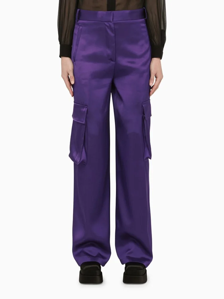 

2023 Women Spring Pants Sweatpants purple Color High waist Casual Female Wide leg Trousers