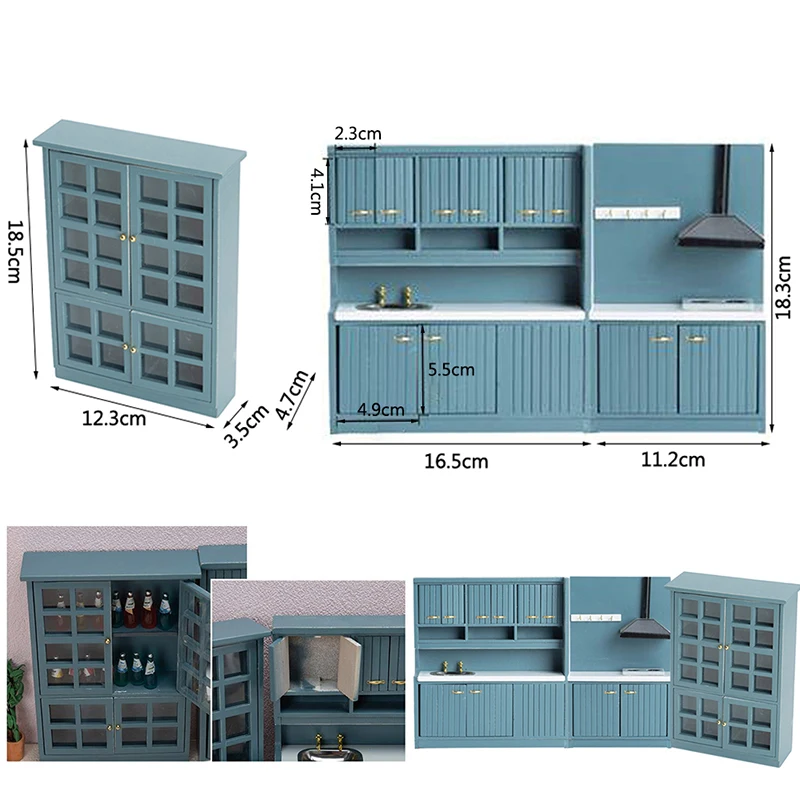 

1/12 Scale Dollhouse Kitchen Wooden Cabinet Cupboard Set Miniature Furniture Dining Room Kit For Dolls House Life Scene Ornament