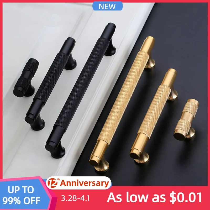 

Aluminum Alloy Cabinet Drawer Handle Gold Black Luxury T Bar Kitchen Cupboard Wardrobe Dresser Door Pull Knob Furniture Hardware