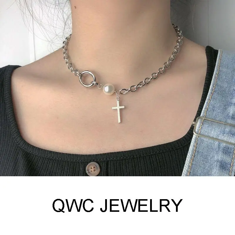 

Stainless steel cross necklace birthday gift for girlfriend aesthetic fashion trendy woman jewelry 2022 korean summer Female