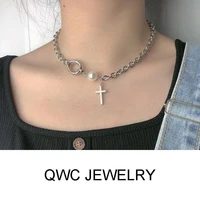 stainless steel cross necklace birthday gift for girlfriend aesthetic fashion trendy woman jewelry 2022 korean summer female