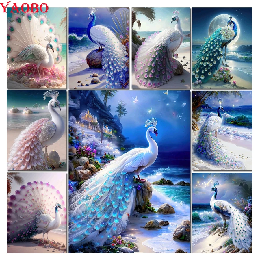 

5D алмазная живопись, павлин, полная квадратная и круглая Алмазная вышивка, пейзаж, мозаика, фотографии, украшение для дома