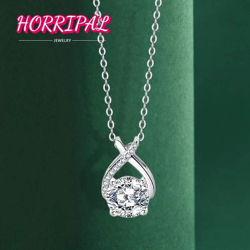 

HORRIPAL Original 1ct D VVS1 Moissanite Pendant Necklace S925 Silver 18K Platinum Plated Birthday Gifts for Girls GRA Certified