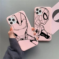 marvel black and white spider man iron man phone case for iphone 13 12 11 pro max mini xs 8 7 6 6s plus x se 2020 xr cover
