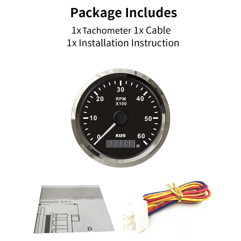 Аналоговые тахометры KUS Auto 0-6000 об/мин счетчики Rev 85 мм 1-300 соотношение скорости