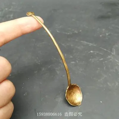

Изысканная Античная ложка из чистой меди с золотым листом Ruyi