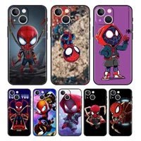 marvel cute spiderman for apple iphone 13 12 11 mini pro xs max xr x 8 7 6 5 plus se 2020 black silicone phone cover funda case
