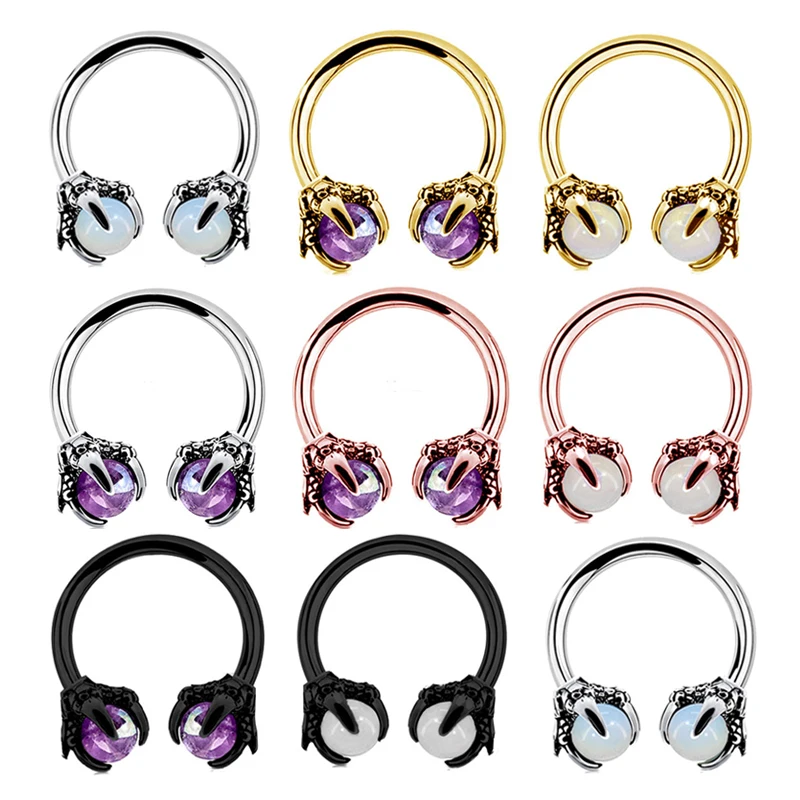1pc Devil's Claw Nose Ring Septum Piercing Surgical Steel Hoop Earrings Helix Ear Cartilage Tragus Circular Bar Body Jewelry 16G