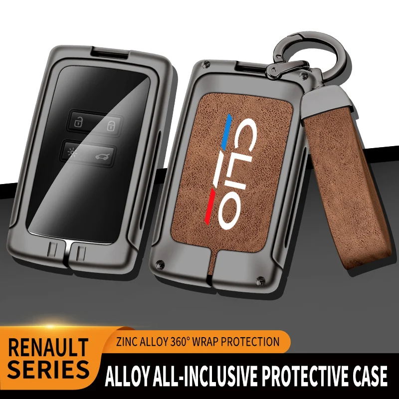 

Auto TPU Zinc Alloy Key Case Bag For Renault Clio 2 3 4 5 MK2 MK3 MK4 MK5 Logo Car Key Chain Car Metal Key Shell Car Accessories