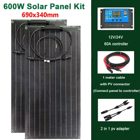 Панель Солнечная гибкая монокристаллическая, 18 в, 600 Вт, 300 Вт