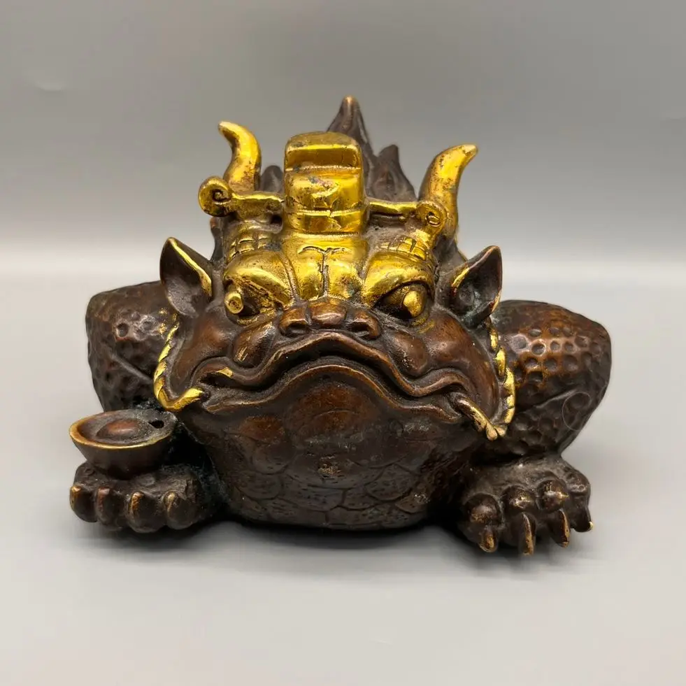 

Collect Chinese Elaboration Brass Auspicious Lucky Wealth “ Gold Swallowing Beast” Metal Crafts Home Decoration