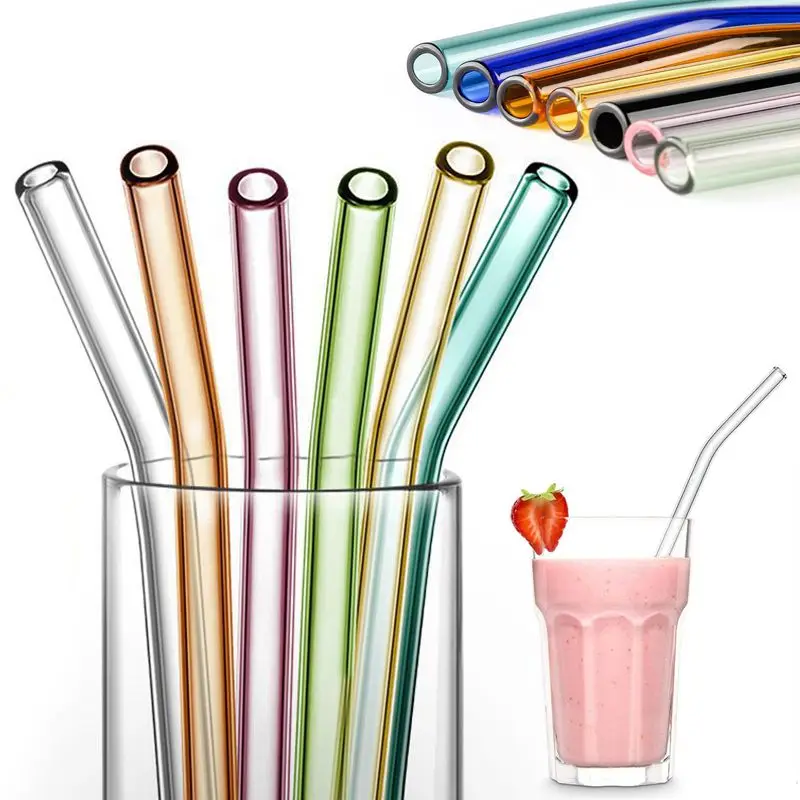 

Colorful Glass Straws Reusable Drinking Straw Eco-friendly High Borosilicate Glass Straw Glass Favors Bar Drinkware Tube Party