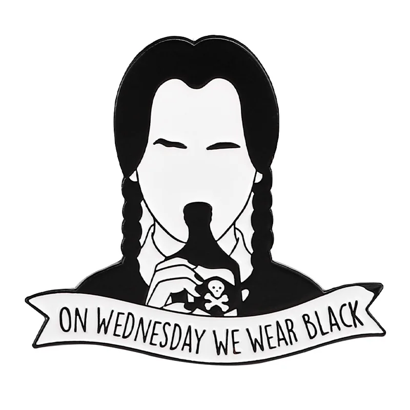 Я УЛЫБАЮСЬ Брошь для девочки Вс, пинсы для фильма Wednesday Addams, металлические для рюкзака, шляпы и одежды, CR фигурная эмблема, аксессуары.