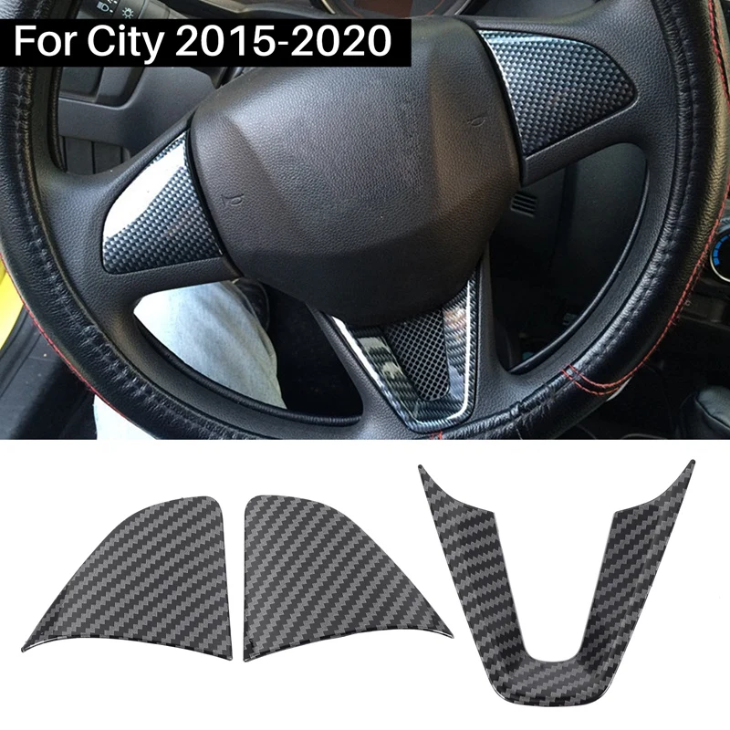 

Carbon Fiber Style Car Steering Wheel Cover Trim Molding Decoration For Honda City 2015-2020