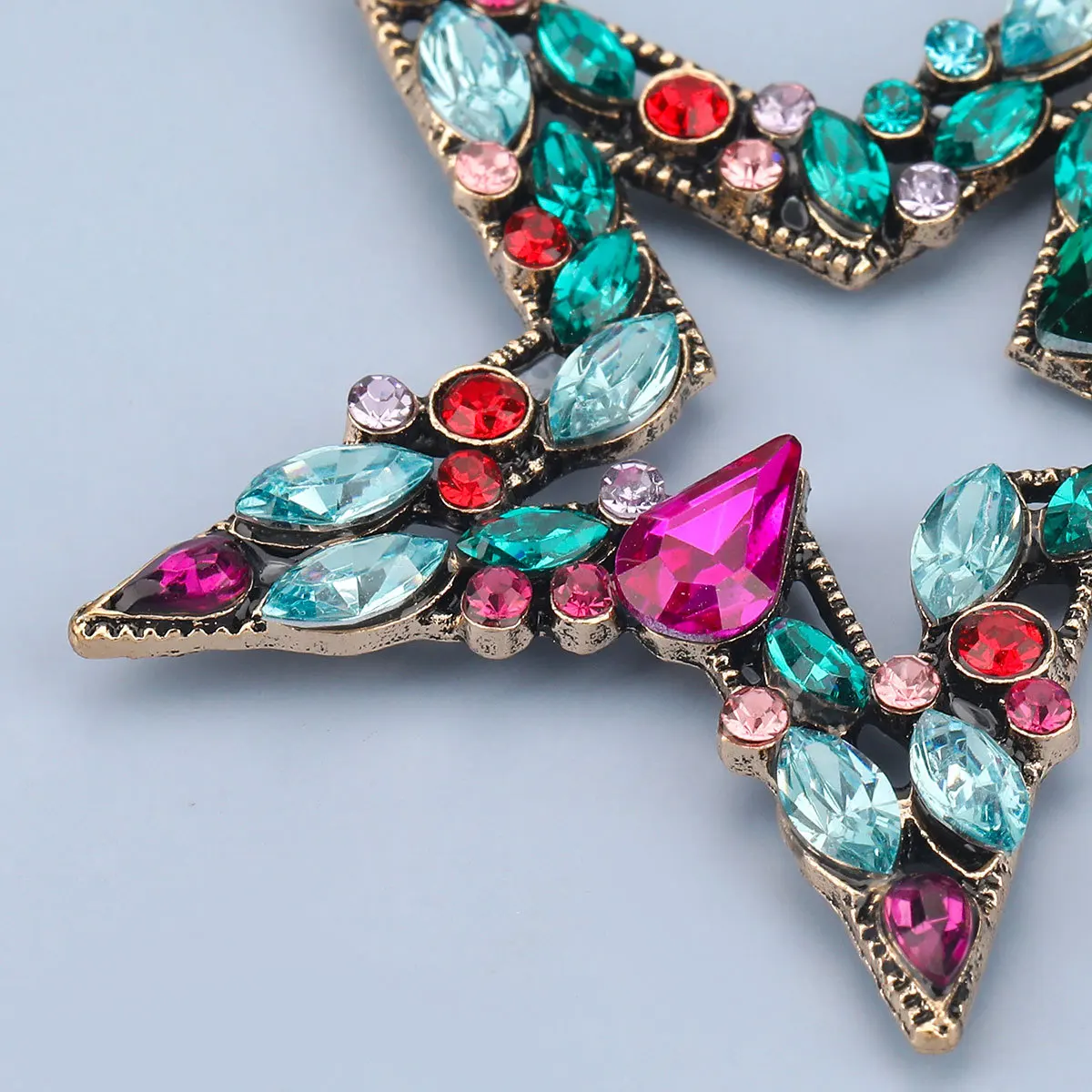 2023 Trend New Five-pointed Star Dangle Earrings Inlaid Colorful Rhinestone Women Luxury Statement Jewelry Party Accessories