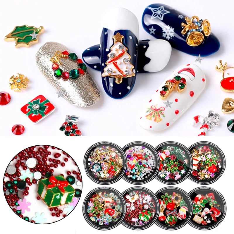 

Metal Jewelry 3D Nail Gems Manicure Christmas Nail Adornment Mix Nail Rhinestones Nail Art Accessories Luxury Shiny Nail Decals