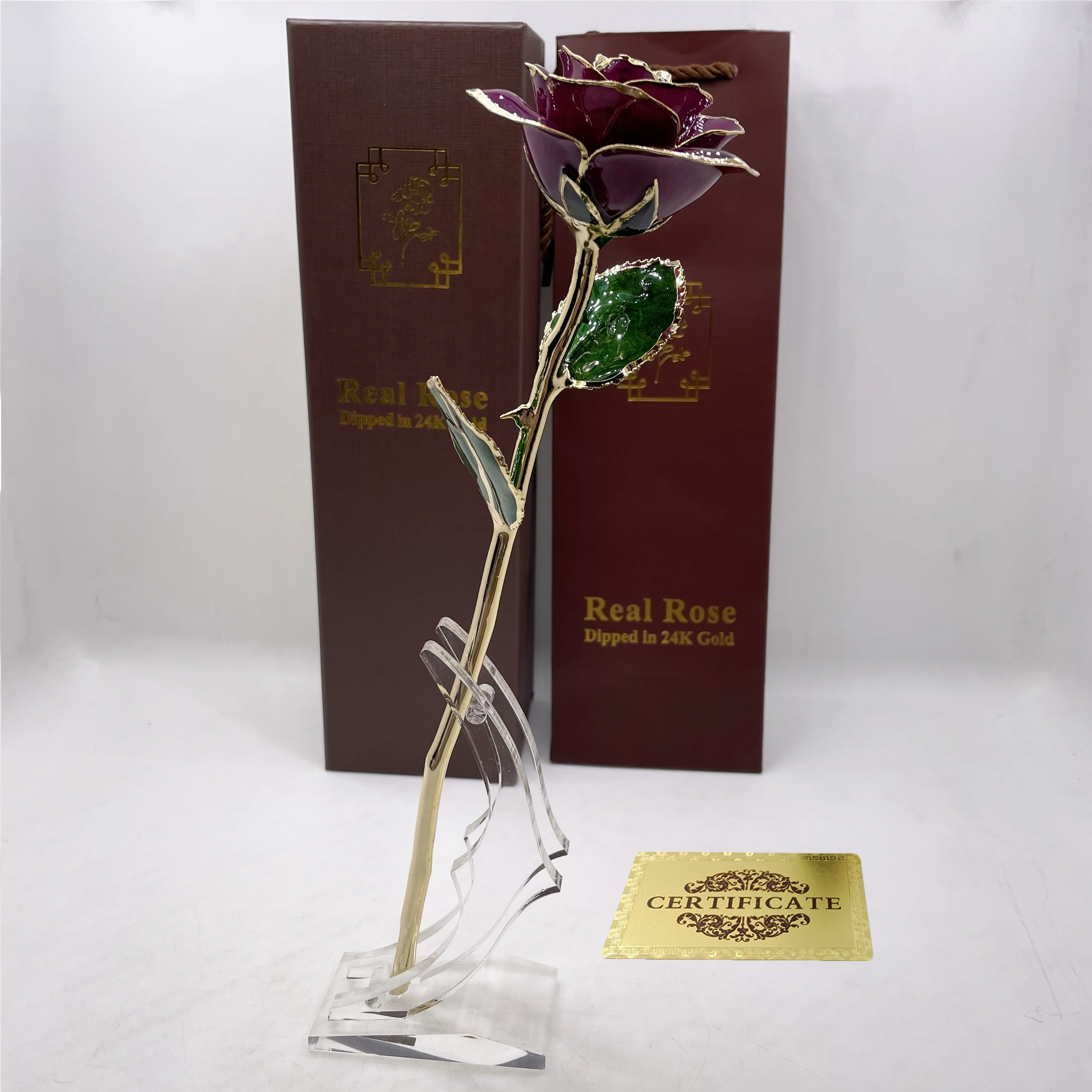 

Gold rose flower for 2022 Valentine' day 30cm Gold Foil preserved fresh Rose 24K Flowers with nice gift box for wedding gifts