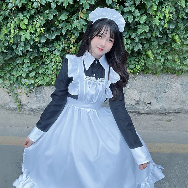 

2022 Black Cute Lolita Maid French Maid Dress Girls Woman Amine Cosplay Costume Waitress Maid Party Stage Costumes Anime Clothes