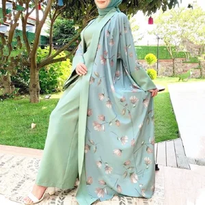 Wepbel DUBAI Turkish Robe Solid Color Jumpsuit Ramadan Open Abaya Women Muslim Cardigan Dress Islamic Clothing Robe Dress Romper