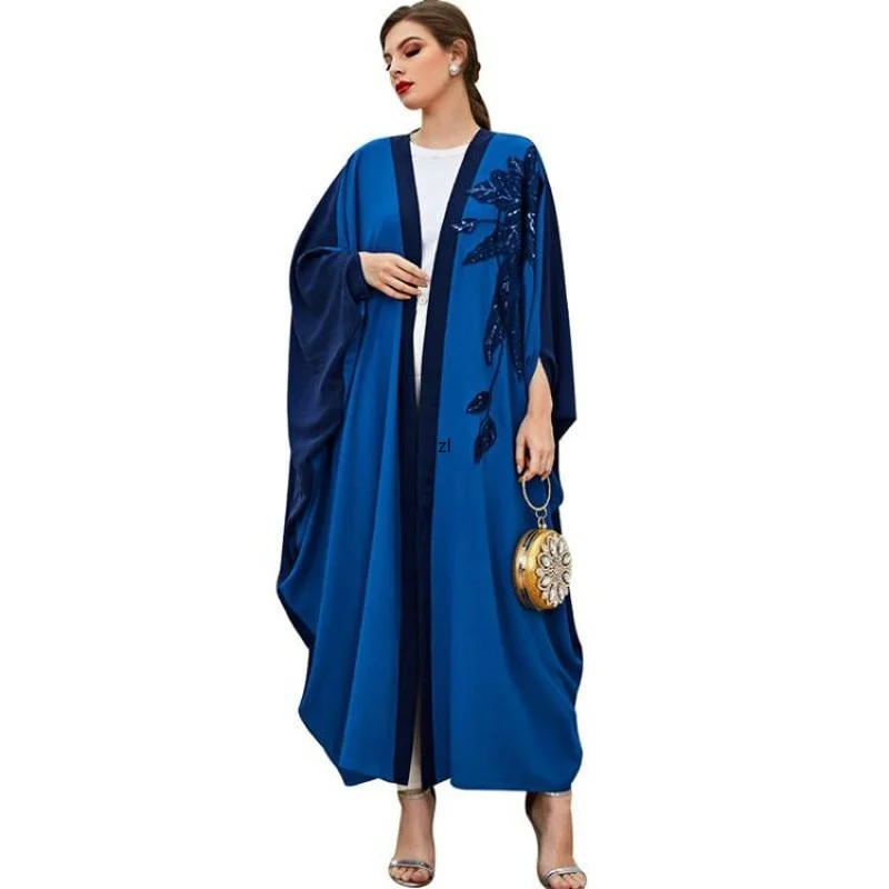 

Abayas Muslim Maxi Dress Women Embroidery Sequin Loose Boubou Fashion New Batwing Sleeve Arab Dubai Islam Muslim Cardigan Dress