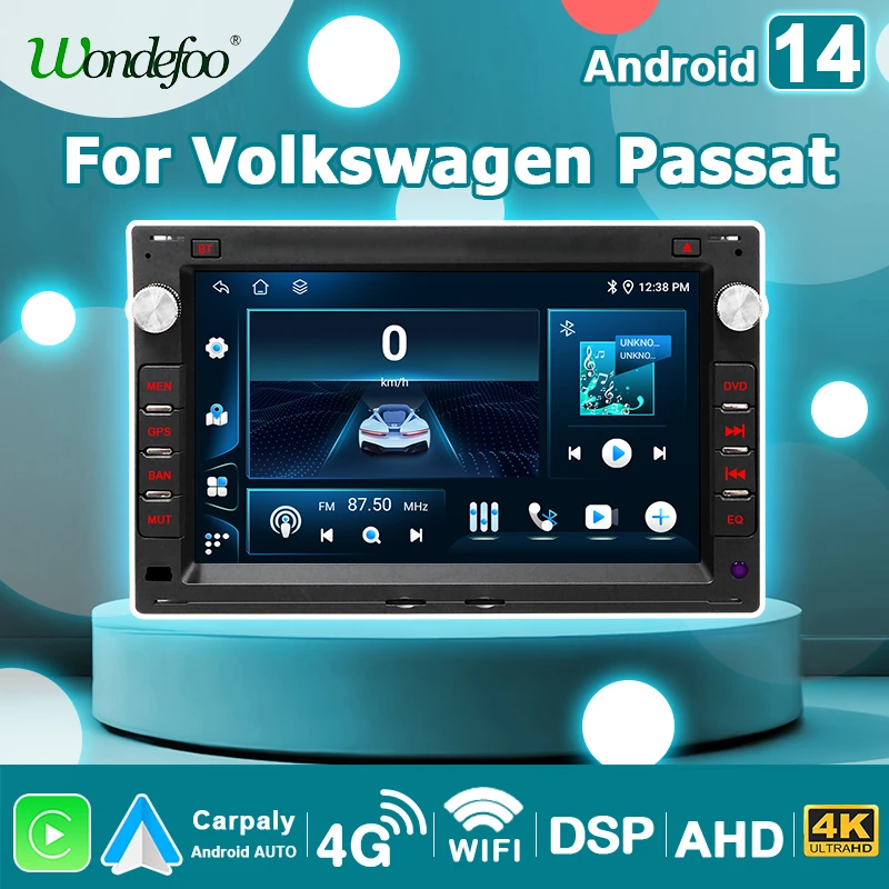 7-дюймовый 2 DIN Android 14 Carplay Bluetooth Автоматический Мультимедийный Плеер Для Volkswagen Passat