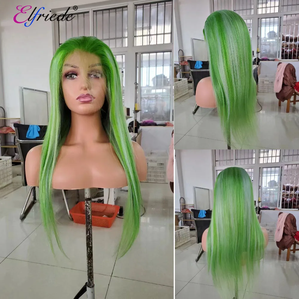 Elfriede зеленые прямые кружевные передние парики для женщин парик на сетке 4x4 13X4 13X6 HD