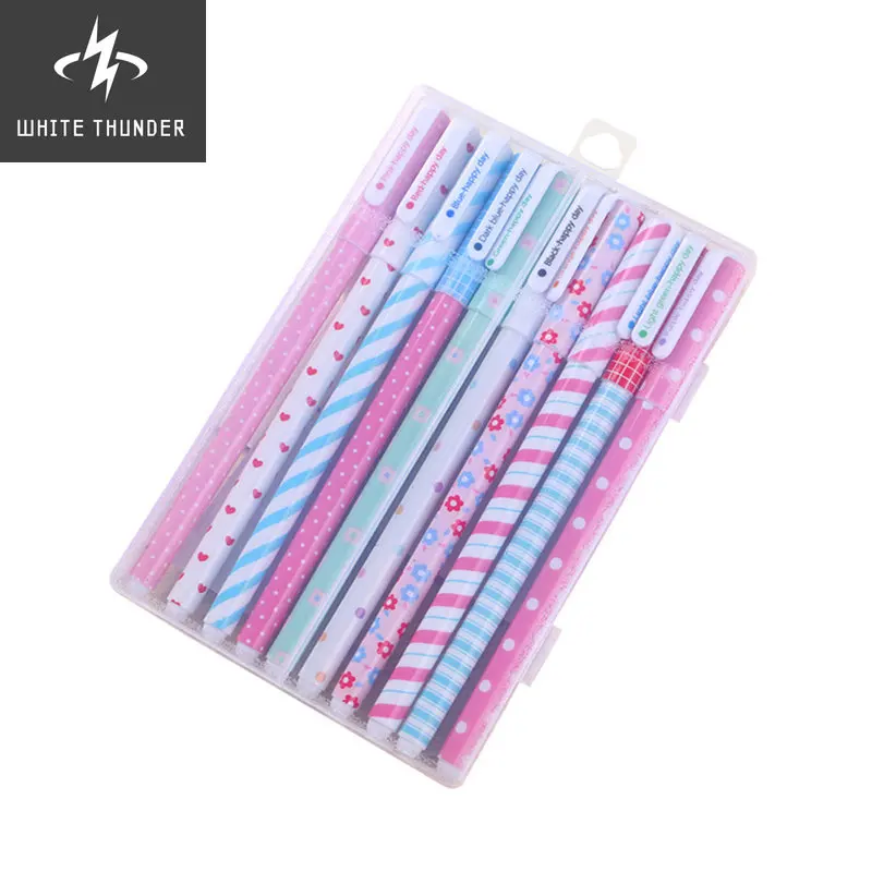 

10pcs Creative Multicolored Gel Pens Kawaii Cartoon Fresh Pen Kids Girls Student Writing Stationery School Office Supplies