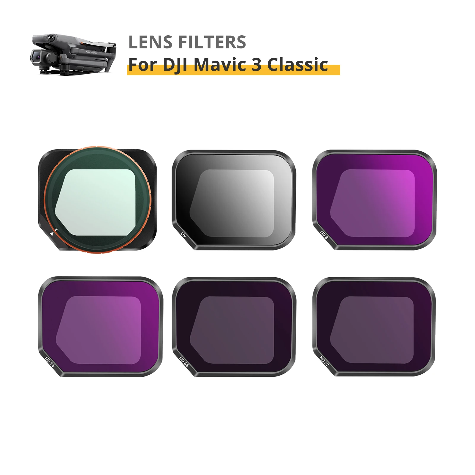 

CPL ND Filters for DJI MAVIC 3 Classic UV Filter Set ND8 ND16 ND32 Polarizing Filters Aluminum Frame Drone Accessories