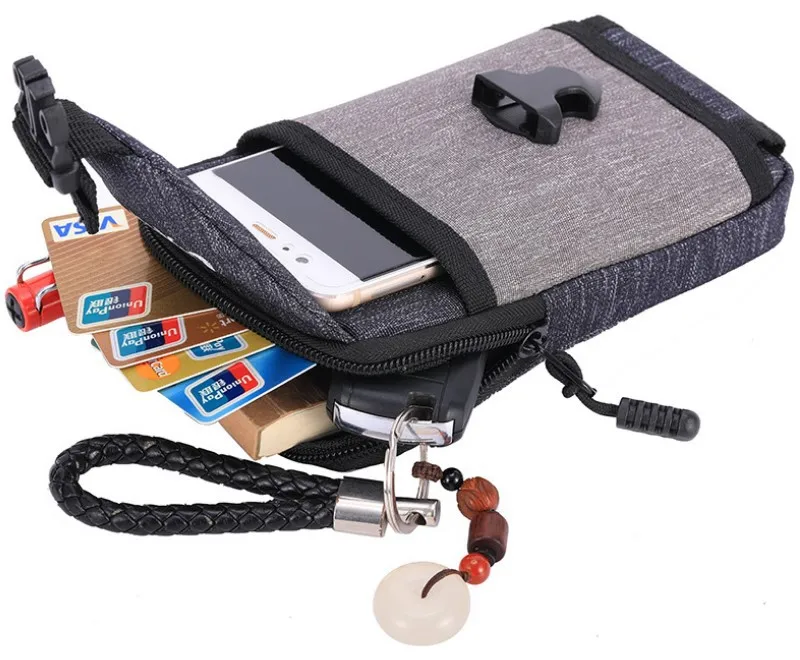 Fashion Canvas Men's Waist Bag Change Mobile Phone Wear Belt Waist Bag Wholesale Outdoor Sports Small Bag