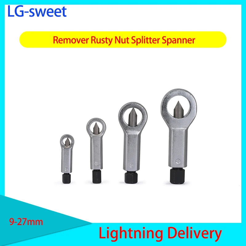 

Damaged Nut Splitter Remover Rusty Nut Splitter Spanner Remove Cutter Tool Steel Wrench Hex 9-27mm