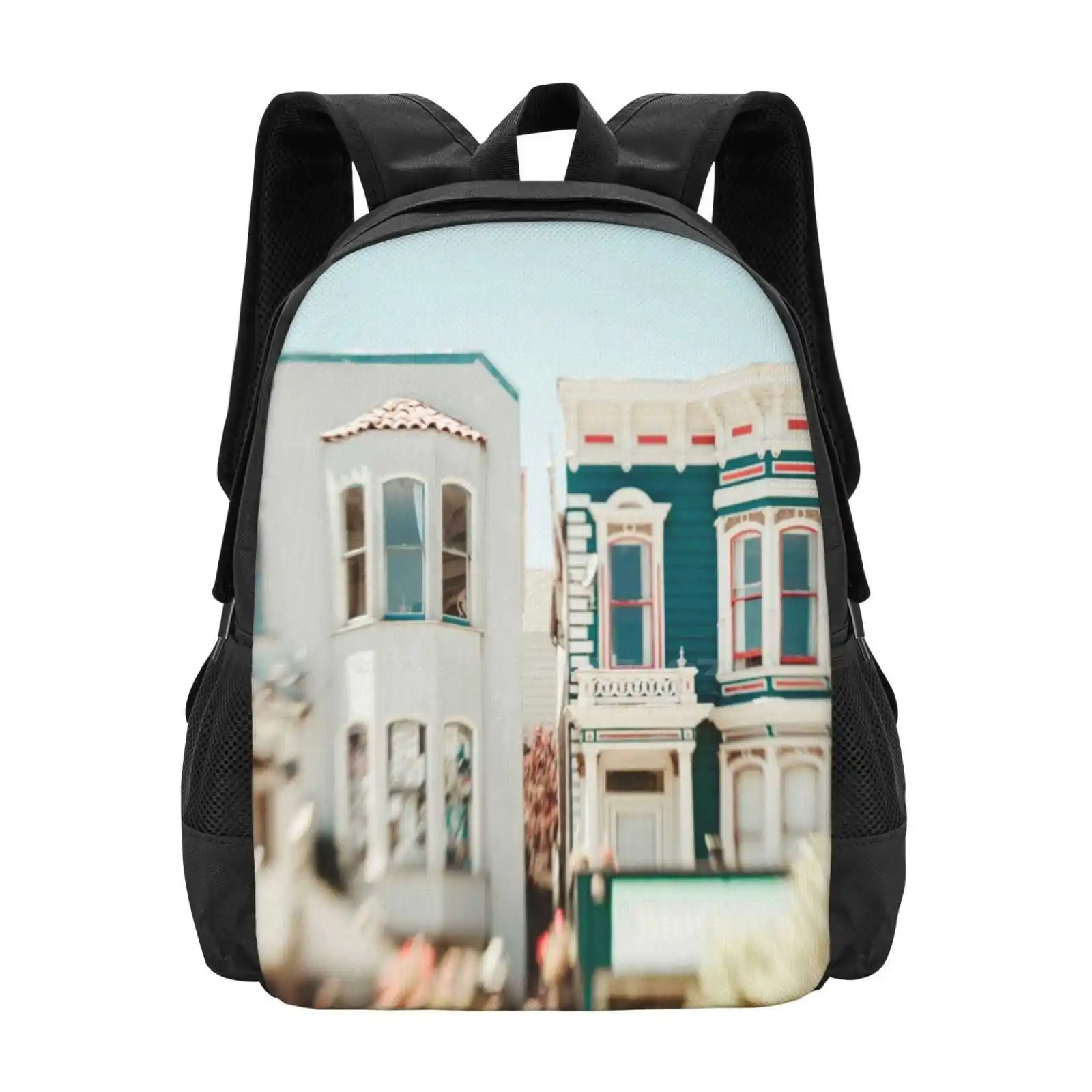 Be Colorful Hot Sale Backpack Fashion Bags San Francisco Architecture Victorian Houses Teal Sf California Young Swan Designs