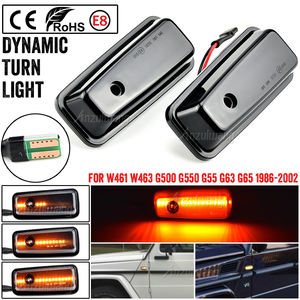 

2Pcs Dynamic LED Side Marker Light Turn Repeater Lamps For Mercedes Benz G Class W463 W461 G500 G550 G55 G63 G65 1986-2002