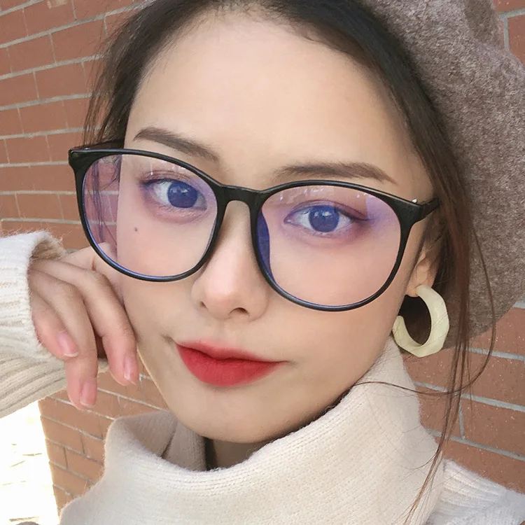 

Simple Style Glasses Frame Round Face Anti-blue Light Flat Mirror Glasses