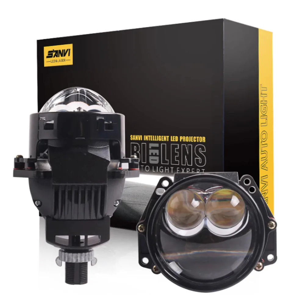 

3 Inch Bi-LED Projector Lens Retrofit Binocular LED Dual Light Lens Headlight 12V 68W 6500K Car Headlight Lens Support Wholesale