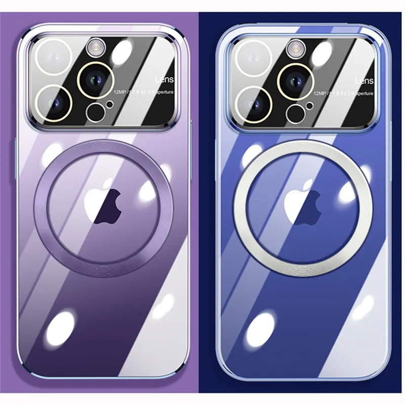 

Luxury Plating Transparent Acrylic Bumper Case for iPhone 12 13 14 Pro Max 14 Plus Full Camera Protection Hard Shockproof Cover