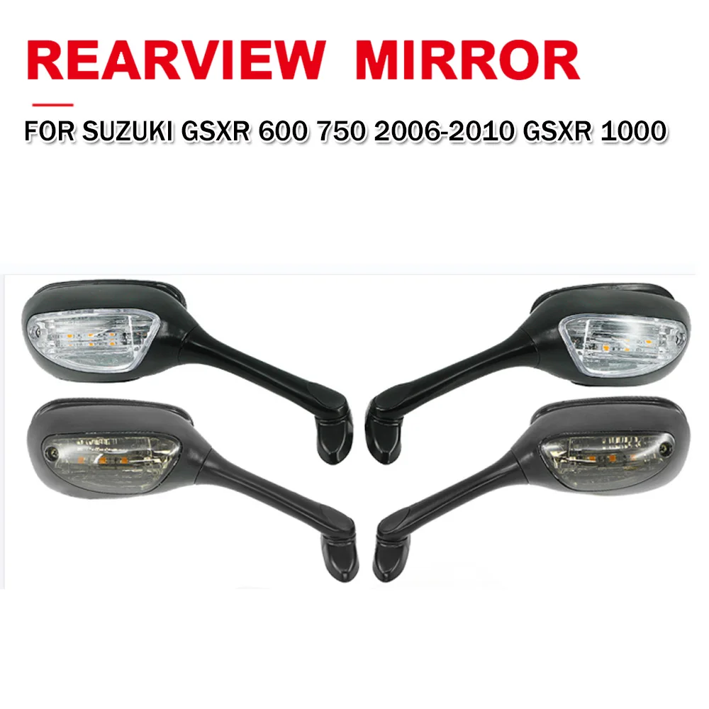 

Motorcycle Side Rear View Mirrors With Turn Signal Light For Suzuki GSXR 600 750 2006-2010 GSXR1000 2005-2008 K6 K7 K8 SV 650 S
