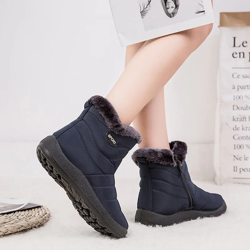 

Women Boots 2021 Winter Shoes Woman Snow with Fur Botas Mujer Waterproof Ankle Cotton Female Booties