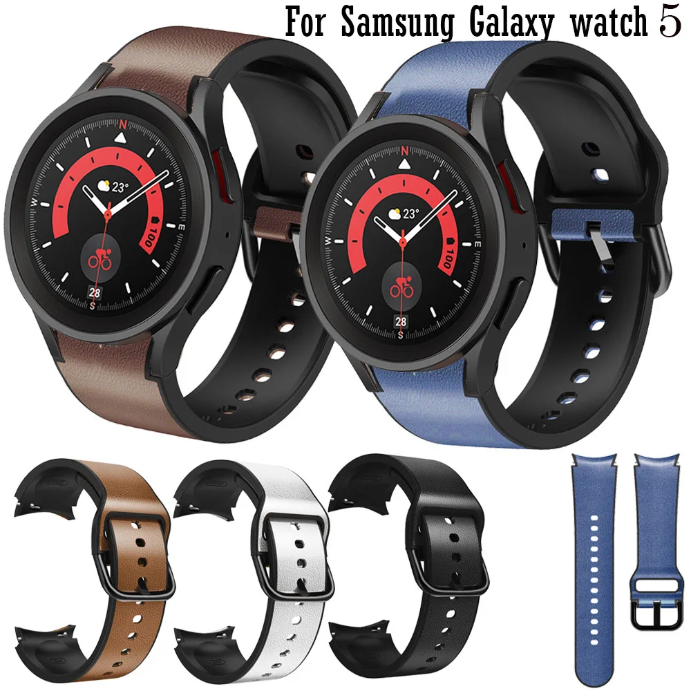 

Leather 20mm WatchBand For Samsung Galaxy watch 5 Pro 40mm 44mm Strap Watch 4 Classic 42mm 46mm Bracelet Wristband Wriststrap