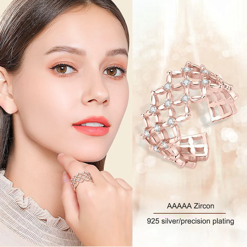 

Открытое кольцо с драгоценным камнем для женщин, кольцо из розового золота с покрытием из 18-каратного золота