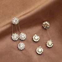 14k gold plated rhinestone crystal flower long earrings super fairy temperament earring wedding jewelry luxury brilliant flowers