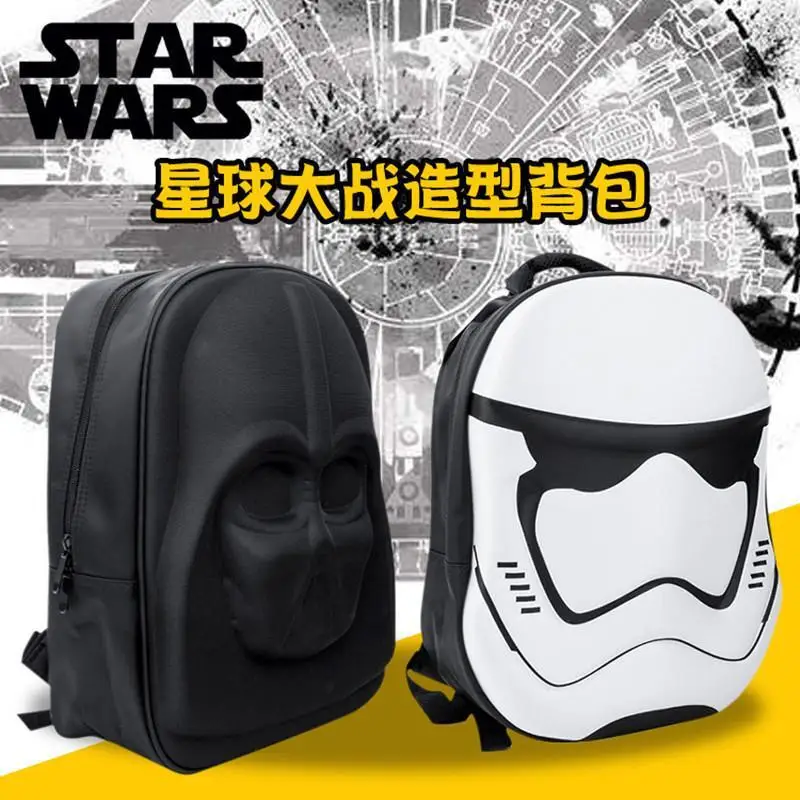 

Creative Star Wars Black and White Samurai Style Fashionable Personality Cartoon Embossed Casual Versatile Backpack Holiday Gift