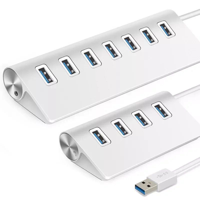 

4 7 Port USB 3.0 Hub Aluminum Data Hub with 5V/4A 20W USB Splitter Power Adapter 4.9Ft USB Cable for Desktop PC Laptop USB Hab