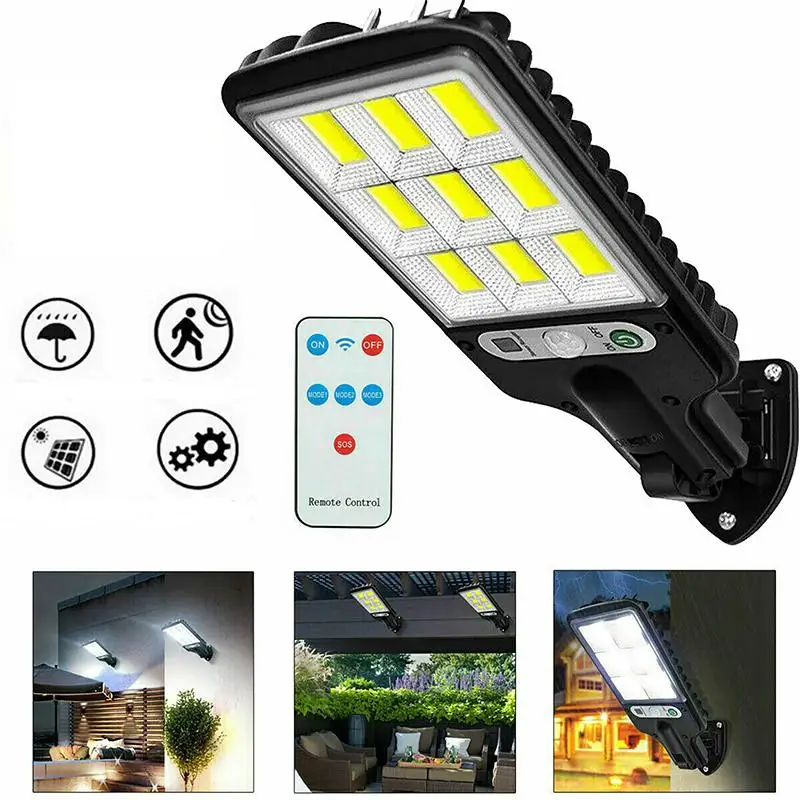 

Светодиодные уличные фонари на солнечной батарее, водонепроницаемый настенный светильник с датчиком движения и дистанционным управлением...
